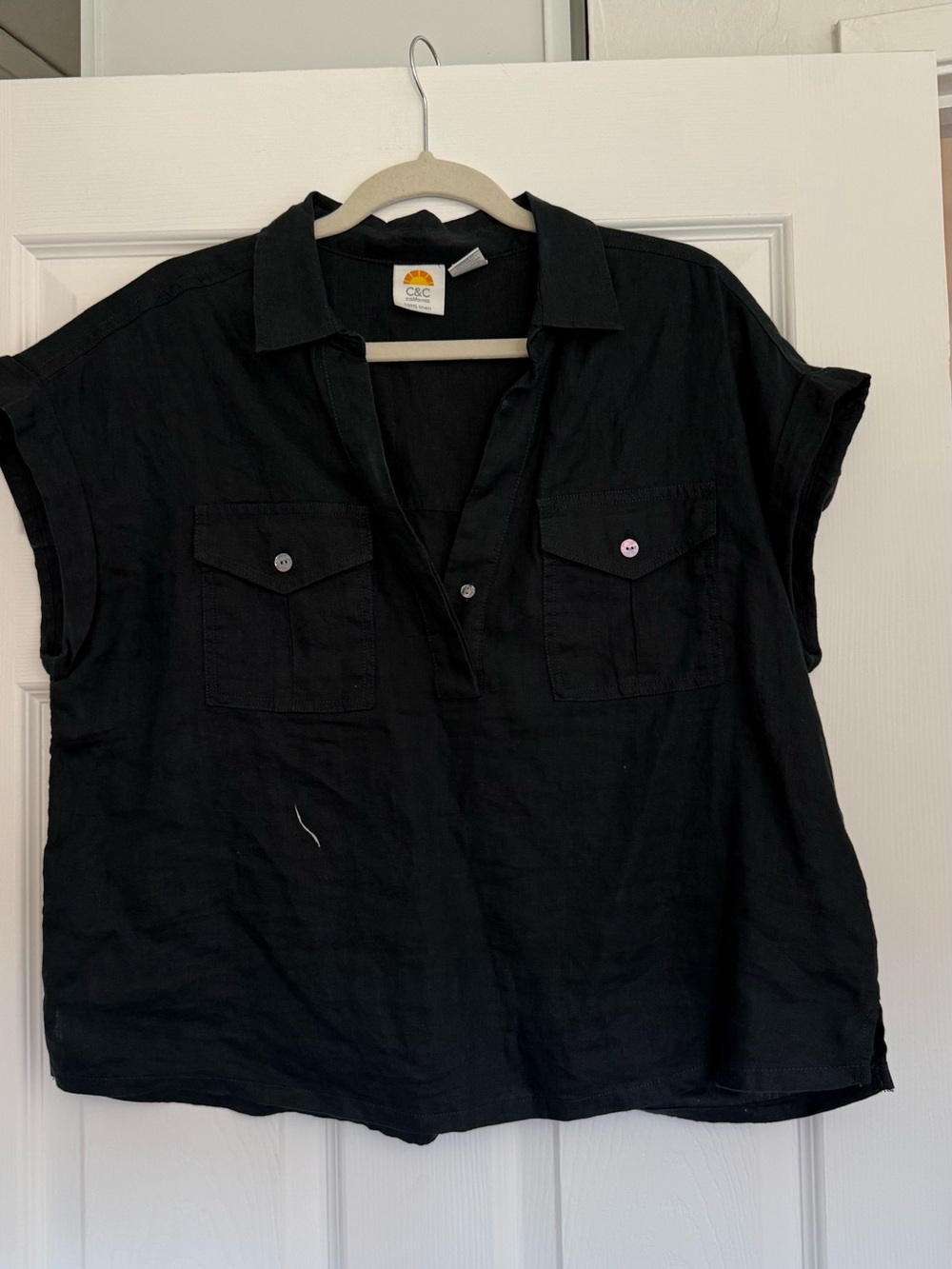 Navy Short-Sleeve Button Pocket Shirt -